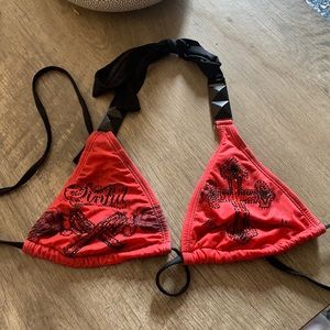 Studded triangle bikini top